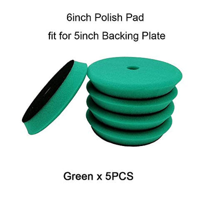 Jinchao-polishing Pads, Sponge Different Hardness Polishing Car Sponge Pad, 4/6/7 Inch Polish Pads, for Dual Action Polisher,Polishing (Color : 6Inch Green x 5pcs) - color: 6inch Green X 5pcs