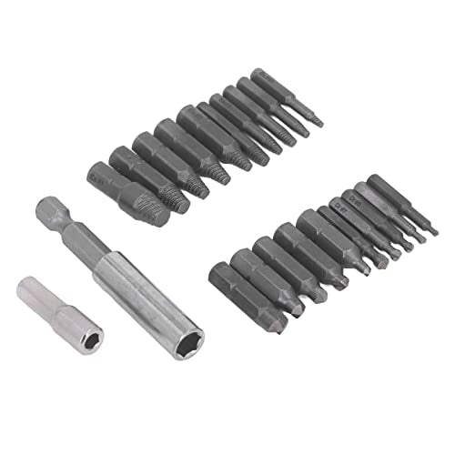 FTVOGUE Screw Extractor Kit High Speed Steel Broken Bolt Remover with Screwdriver Bits for Household Automotive Mechanical Maintenance 3 Uses Damaged Screw Removal