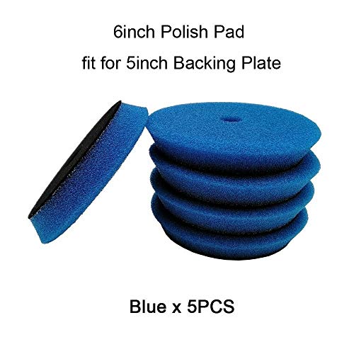 PYouo-mini Polisher Pads, Sponge Different Hardness Polishing Car Sponge Pad, 4/6/7 Inch Polish Pads, for Dual Action Polisher, Waxing (Color : 6Inch Blue x 5pcs) - color: 6inch Blue X 5pcs