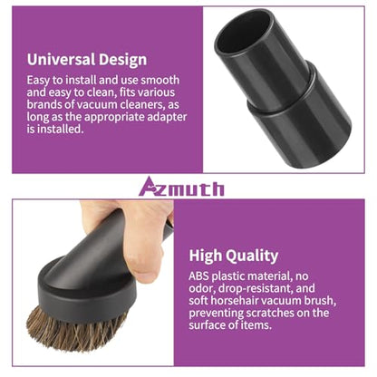 Vacuum Attachments & Brushes, Horsehair Round Brush with 1-1/4 to 1-3/8 Inch Vacuum Hose Adapter, Vacuum Brush Attachment for Shark and Shop Vac Attachments and Most Household Vacuum Cleaners - style: 2-Pcs