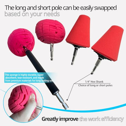 Hub Drill Bit Polishing Sponges, with Hand-Held Extension Bracket | 10pcs Metal Polishing Tool, Car Wheel Polishing Ball,Cone Polishing Pad,Suitable for Household Standard Hand Drill - style: ball & cone_10