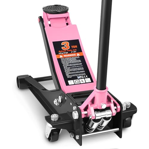 PM PERFORMOTOR Low Profile Hydraulic Trolley Service/Floor Jack, 3 Ton (6000 lbs) Capacity, Lifting Range 3"-20",Pink,PM-TOL-FJ30-PK - color: Pink, size: 3 Ton