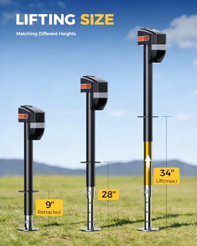 KYX Electric Trailer Jack 7500lb with Remote, with Crank Handle & Cover | KYX Electric Trailer Jack 5000lb with Remote, 9.84“-33.85“ Lift with Jack Cover for RVs & Travel Trailers, Black - size: 7500lb