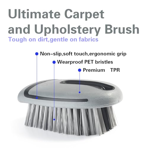 Carpet and Upholstery Cleaning Brush,Carpet Scrubber Stiff Bristle Detailing Scrub Brushes,Interior Leather Brush for Car and Home (Gray) - color: Gray