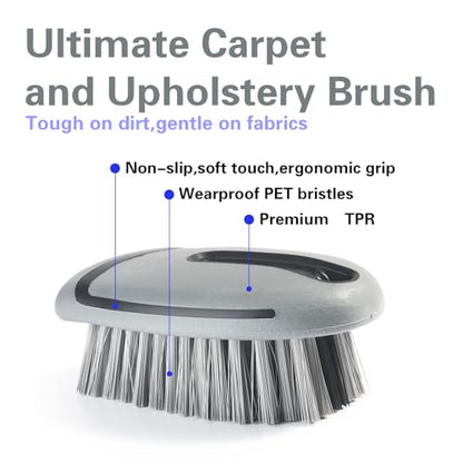 Carpet and Upholstery Cleaning Brush,Carpet Scrubber Stiff Bristle Detailing Scrub Brushes,Interior Leather Brush for Car and Home (Gray) - color: Gray