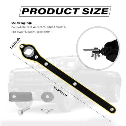 2 in 1 Car Jack Ratchet Wrench with Hexagonal & Cross,Labor-Saving 360° Swivel Scissor Jack Handle with Longer Handle,Portable Car Tire Wheel Lug Wrench Automotive Tools