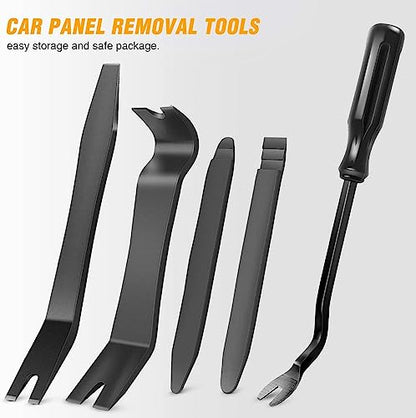 GOOACC 5 PCS Nylon Auto Trim Removal Tool Kit No-Scratch Removal Tool Kit for Car Clip Panel & Audio Dashboard Dismantle Black - color: Black, size: 5Pcs