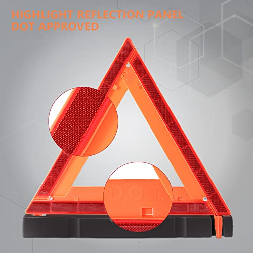 WORKKOOL 3 Pack Foldable Warning Reflective Triangles with Carrying Case, Heavy Base Roadside Triangles for Vehicles Breakdown, Safty Reflector DOT Approved(Sand Filled)… - size: WT-3PK SAND FILLED