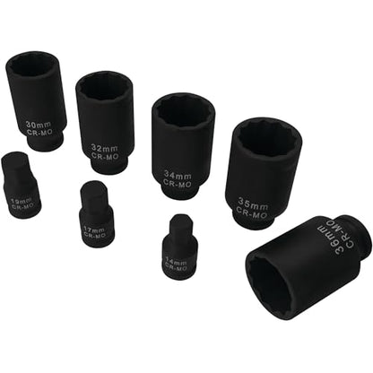 Performance Tool W89321 Axle Nut and Hex Bit Socket Set (8 Pieces) - Chrome Molybdenum Steel Construction, Extra-Deep Sockets for Secure Grip, Corrosion Protection, Fitted Storage Case - 1/2 in. Drive - style: 8 Pc. Axle Nut and Hex Bit Socket Set