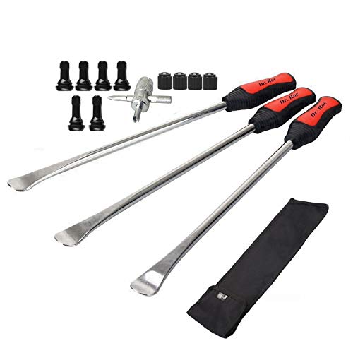 Dr.Roc 3 X 14.5 Tire Spoons Lever Dirt Bike Lawn Mower Motorcycle Tire Changing Tools with 10 PCS Valve Stems Puller Tools Set