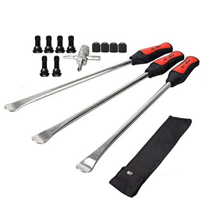 Dr.Roc 3 X 14.5 Tire Spoons Lever Dirt Bike Lawn Mower Motorcycle Tire Changing Tools with 10 PCS Valve Stems Puller Tools Set
