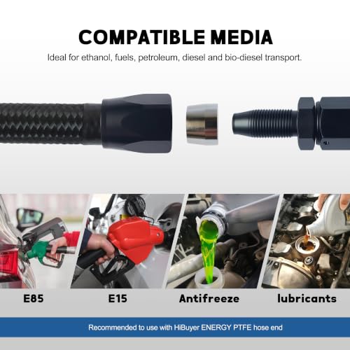 10AN PTFE Fuel Line Kit AN10 E85 Nylon Braided Fuel Hose Line 10FT with 8PCS Swivel Fuel Hose Fitting Adapter Fitting Kit - size: 10AN