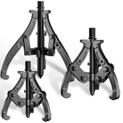 3'' 4'' 6'' Gear Puller Set, 3 Jaw Bearing Puller Kit with Reversible Jaws | 2 Jaw / 3 Jaw Pulley Puller Tool for Pulley Gear Bearing Flywheel Removal, 4pcs Gear Extractor Tool 1.1t/1.6t/3.0t - size: 3-Jaw Bearing Puller 3'' 4'' 6''