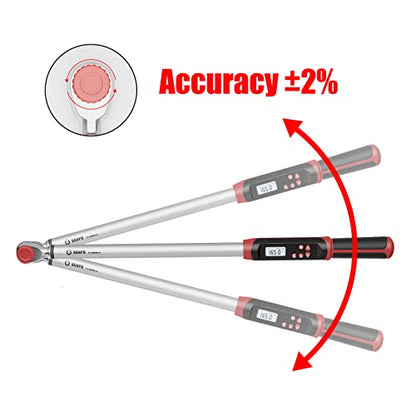 VANPO Digital Torque Wrench 1/2-Inch Drive for Automotive, 12.5-250.8 ft-lb | 17-340Nm, Electronic Torque Wrench with Buzzer & LED Indicator, Accurate to ±2%, for Agricultural & Tractor - size: 12.5-250.8 ft-lbs/17-340Nm