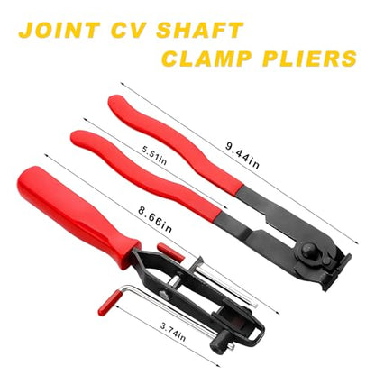 2 PCS CV Joint Boot Clamp Pliers, Heavy Duty CV Joint Ear Clamp Banding Tool Kit for Vacuum Hoses Clamping, Automotive Hose Axle Boot Crimp Pliers Set for Most Cars ATV UTV