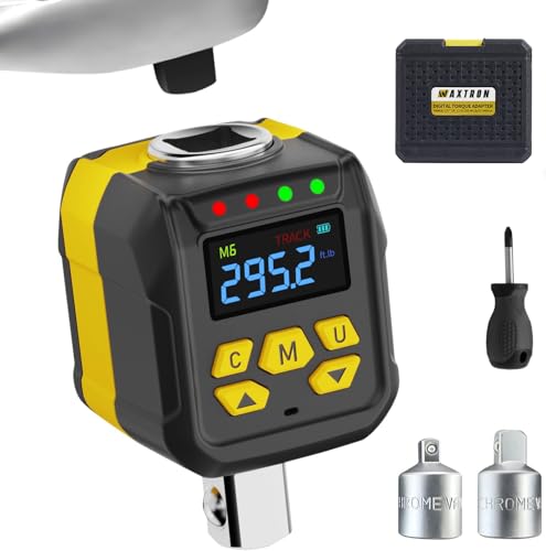 1/2" Digital Torque Adapter Set with Socket Adapter (1/4", 3/8") | 15-295 ft-lb, ±2% Accuracy, Color Display, Buzzer & LED Indicator, Works with Ratchet Wrench, Breaker Bar - size: 400 Nm