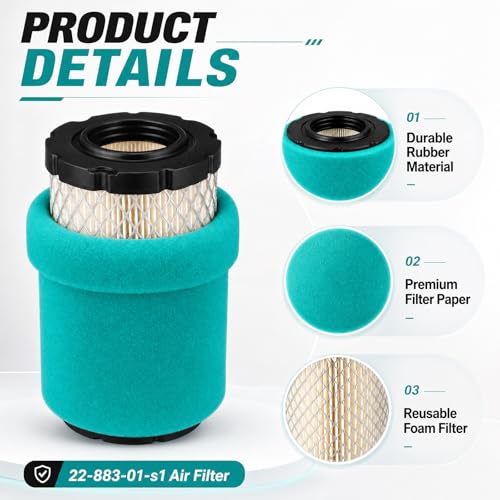 22-883-01-s1 Air Filter Oil Change Tune-up Kit Compatible with Cub Cadet Xt1 Lt42 Compatible with Kohler 5400 Series Engines Ks530 Ks540 Ks590 Ks595 Replacement for 22-083-01 Kh-22-883-01-s1
