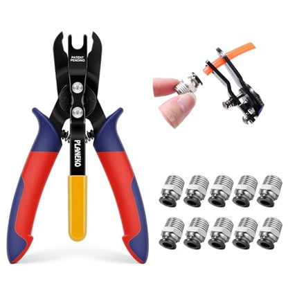 PLANEKO 11PCS Air Line Removal Tool Kit for 1/4" 5/16" Hose Fittings | Air Line Disconnect Tool for 6mm 8mm Hose with 10PCS 1/4” Tube OD x 1/4” NPT Male Straight Thread Push to Connect Fittings