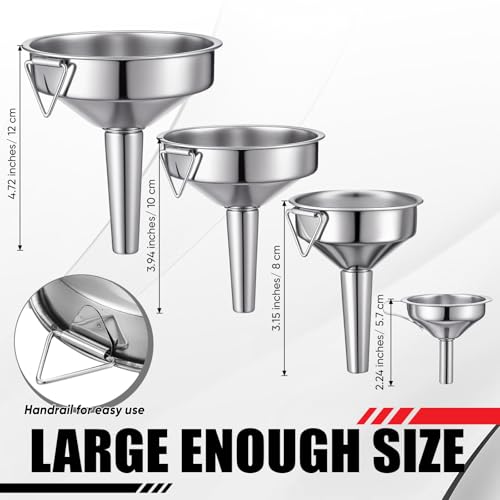 Blulu Set of 5 Stainless Steel Flexible Oil Funnels for Automotive Use Bendable Spout Funnel for Cars Boat Canning Diesel Fuel Other Liquids, with Hose and Filter