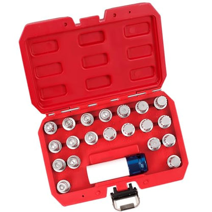 21 pcs Wheel Lock for BMW, Mini Series Anti-Theft Removal Kit | With Socket Adapter Anti-rust 1/2 inch (12.7mm) Wheel Lock Lug Nut BMW Automotive Screw Remover Key Socket Tool Set