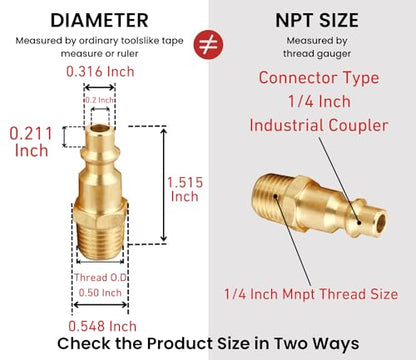 Industrial Brass Air Coupler & Plug Kit, 1/4" NPT | 28 Piece, Air Tool Fittings Set, Quick Connect Air Hose Fittings, Air Compressor Accessories - size: 1/4 inch NPT Coupler and Plug Kit, 28 Piece
