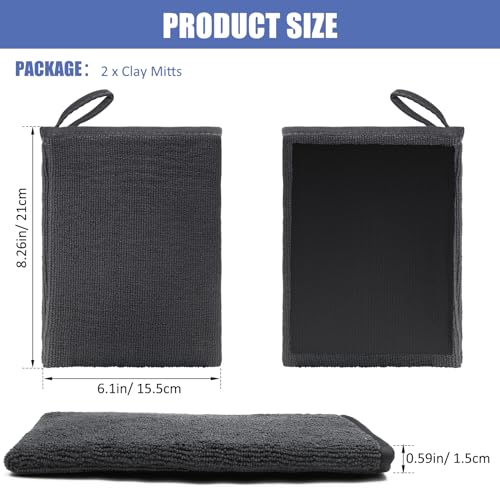Windspeed 2Pack Clay Mitt, Microfiber Clay Bar Towel for Car Detailing, Medium Grade Bar Glove Auto Detailing (Grey) - color: Grey