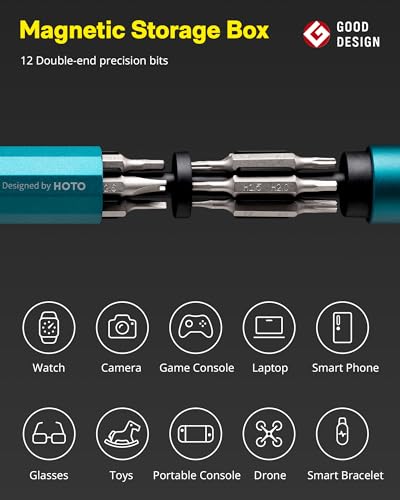 HOTO 24 in 1 Mini Screwdriver Set, Magnetic Torx Bit Set, Eyeglass Repair Kit, EDC Pen Screwdriver for Electronics, Watches, Phones, Laptops, Cameras, Gadgets for Men, Dark Turquoise - color: Dark Turquoise