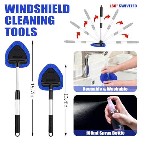 Windshield Cleaner Tool, 17Pcs Car Interior Detailing Kit, Detailing Brush, Towels, Duster, Car Cleaning Kit Interior for RVs, Truck, Trailer (Blue) - color: Blue