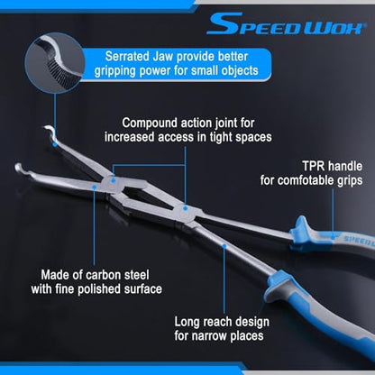 SPEEDWOX 13-Inch Long Reach Double Joint Ring Nose Plier Long Reach XL Pivot Ring Nose Pliers Hose Grip Pliers 1/3"" Diameter Hose Removal Pliers Hose Pliers for Narrow Spaces and Limited Areas, Blue - style: Small Hose Grip Pliers