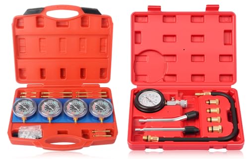 DAYUAN Motorcycle Carburetor Synchronizer Tool Bundle with 8pcs Professional Petrol Engine Compression Tester Kit