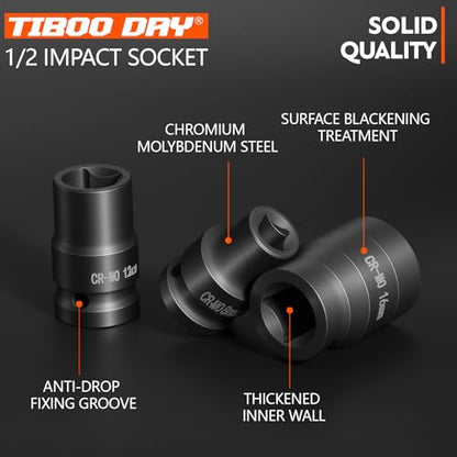 1/2" Drive 11mm Impact Socket Metric Standard Impact Socket Blackening Finish 4 Point Square Socket made with Chrome Molybdenum Alloy Steel for Auto Repair Mechanical Maintenance Removal of Axle Nut - size: 11mm - 4pt, style: 1/2" Drive Standard Socket