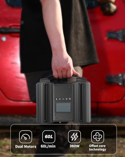 Dual-30mm-Cylinder 18000 RPM Motors Car Tire Inflator, Off Road Air Compressor for Truck 150 PSI 12V Heavy Duty Portable Tire Inflator with Gauge Auto Onboard