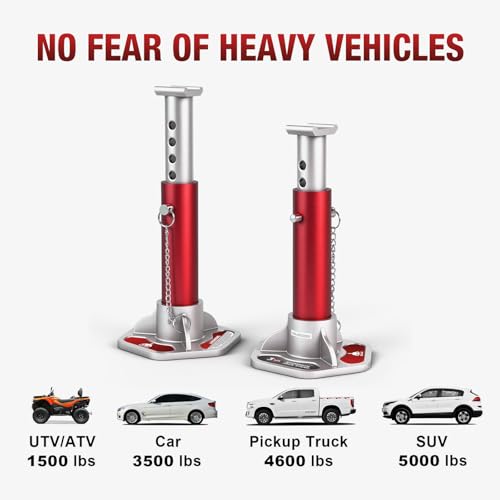 JACK BOSS 3 Ton (6000 lbs) Aluminum Lightweight Jack Stands with Locking Support Pins for Cars,SUVs, and Light Duty Trucks,1 Pair