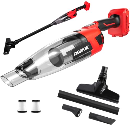 Cordless Handheld Vacuum Compatible with Mliwaukee M18 Battery (Battery NOT Included) 120W Brushless Portable Car Vacuum Cleaner with Washable HEPA Filter for Auto & Pet Hair - color: Red