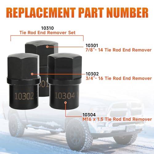 10310 Commercial Tie Rod End Remover Kit, Includes 3 Removal Tools for 7/8" - 14 (Class 6-8 Trucks), 3/4" - 16 (Class 3-5), & M20 x 1.5 (European Trucks)