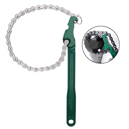 Jeemiter Heavy Duty Ratcheting Chain Wrench, 12 Inches Automotive Oil Fuel Filter Chain Wrench fits 1.5" to 6" Diameter Pliers Adjustable Removal Remover Tool - size: 12 Inch