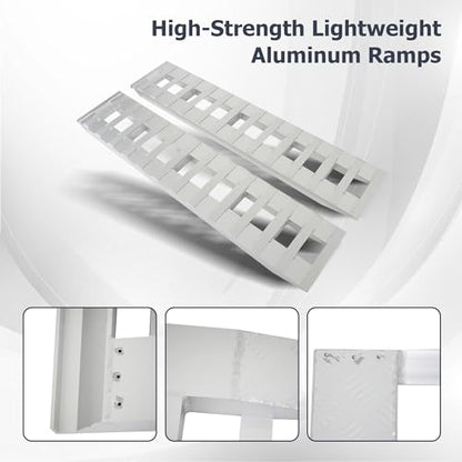 1 Pair 72inch x14 inch Aluminum Ramps Trailer Ramps 6500Lbs Hook Ramp