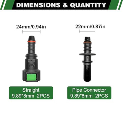 2 Sets Fuel Line Quick Connect Straight Fittings, 9.89mm to ID 8mm | Nylon Fuel Line Connectors Straight Pipe Connector, Quick Release Fuel Connector - color: 2 Sets Fuel Line Quick Connect SAE 9.89mm to ID 8mm