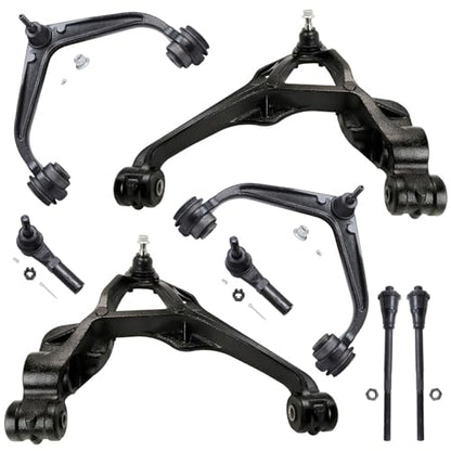Detroit Axle - Front End Suspension Kit for 2011-2019 Chevrolet Silverado 2500HD 3500HD GMC Sierra 2500HD 3500HD, Lower & Upper Control Arms Outer & Inner Tie Rods Replacement - size: 8CS48221/8PC