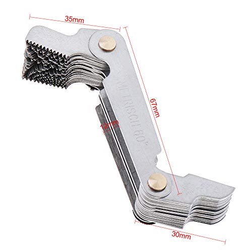 ChgImposs Metric & Imperial & US Screw Gauge SAE Whitworth 55 Degree & Metric 60 Degree & & US 60 Degree Thread Pitch Gauge for Industrial Measurement