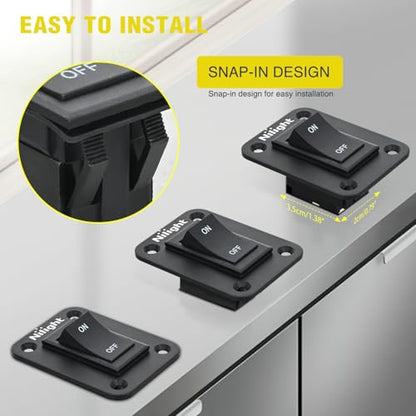 Nilight ON-Off Switch Panel 4 PIN DPST Toggle Switches Panel 12V 20A Black Anodized Aluminium Switch Shell Bracket with Screws Ternimals Jumper Wires Set for Cars Trailers Boats RV Camper - color: 1 Gang On-Off Switch