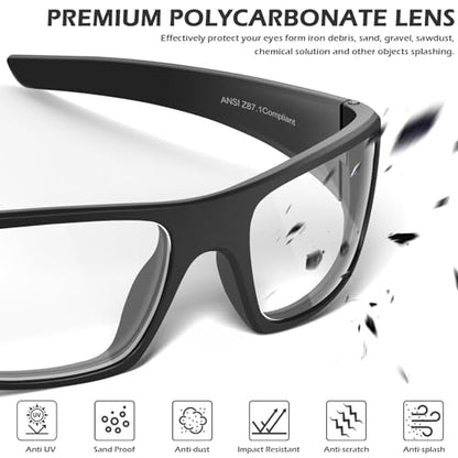OXG Safety Glasses Protective Eyewear Men Women, ANSI Z87.1 Work Glasses Scratch Impact Resistant for Industrial Shooting - color: Clear-12