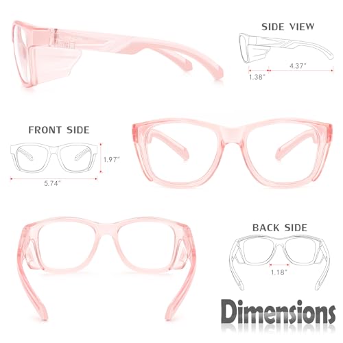 UKNOW Safety Glasses - Anti Fog Lenses - Eye Protection with Side Shields - ANSI Z87.1 Protective Eyewear - UV Protection - color: Pink