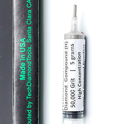 TechDiamondTools Diamond Polishing Compound Polishing Paste USA Made 50,000 Grit 0-0.5 Microns for Marble Glass Metal Rock Jewelry Resin Silver Chrome Gemstone with High Concentration Diamond Powder - size: 50,000 grit / 0 - 0.5 microns