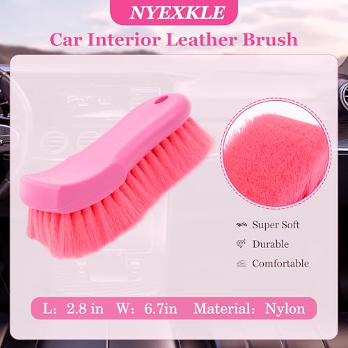 Nylon Upholstery Brush – Shed-Free & Long-Lasting Bristles, Scratch-Free Deep Cleaning Brush for Car Interior, Leather, Sofa, Carpet & Shoes