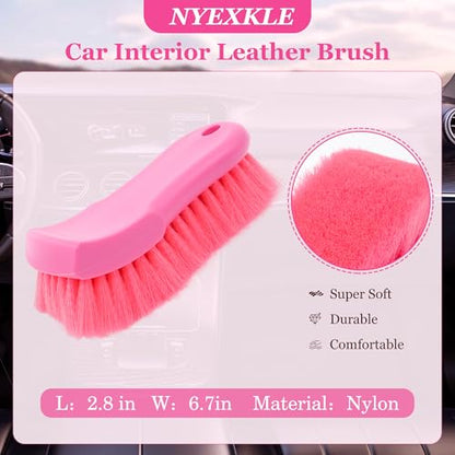 Nylon Upholstery Brush – Shed-Free & Long-Lasting Bristles, Scratch-Free Deep Cleaning Brush for Car Interior, Leather, Sofa, Carpet & Shoes