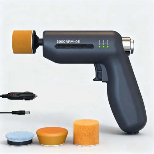 12V Mini Polisher and Buffer Kit for Cars - 3 Speed Dual Action Car Polisher with 3 Pads for Detailing, Waxing & Scratch Removal Scratch Vehicle Polisher