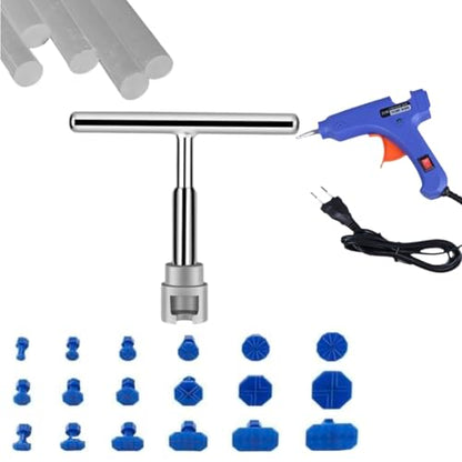 19-Piece Professional Car Dent Repair Kit - Heavy Duty Suction Cup Puller & Glue Tabs with Slide Hammer for Hail Damage, Door Dings, Auto Body Dent Removal (Small Dent Remover Tool for Car)