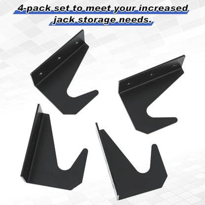 4 Pcs Floor Jack Stand Wall Mount Organizer Brackets Low Profile Car Hydraulic Trolley Jack Stands Holder Storage Rack Garage Tool Hangers Tower Trailer Accessories
