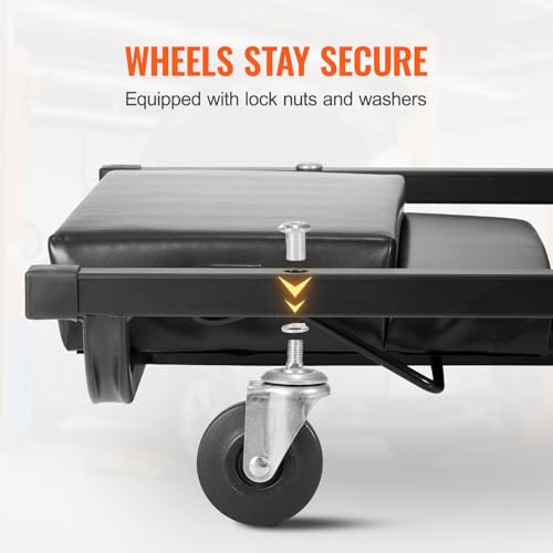 Happybuy 40 - Inch, 300 lbs Capacity Mechanic Garage Creeper, Automotive Rolling Creeper with 6 Casters and Adjustable Cushioned Headrest, Heavy Duty Steel Frame Low Profile for Garages, Repair Shops
